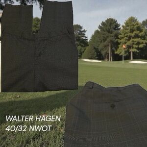 Walter Hagen Men's Multicolor Plaid Pant Size:40/32 Golf 100% Polyester NWOT